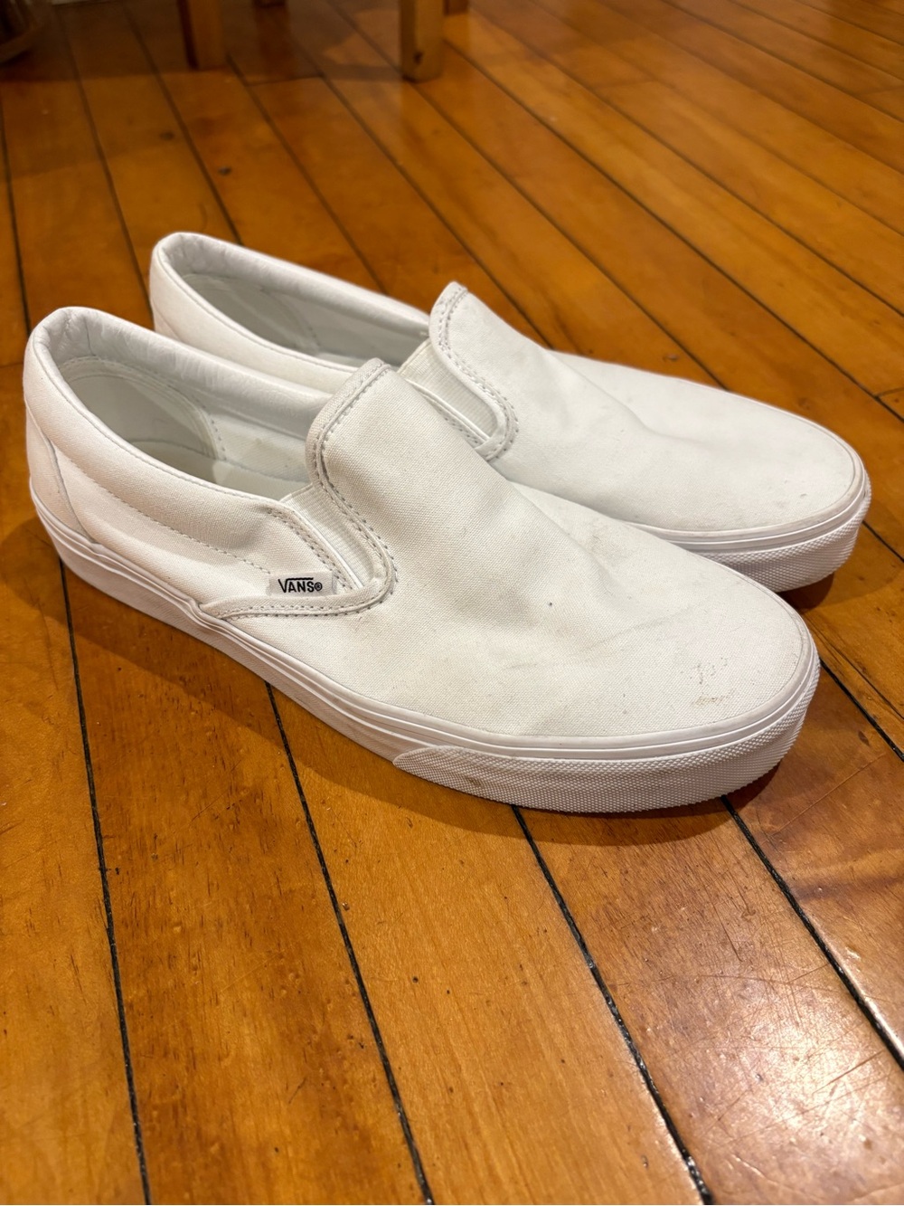 Vans White Canvas Classic Slip-On Loafers